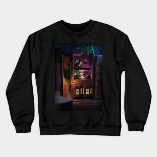 Book dioramas - reading in bed upstairs Crewneck Sweatshirt